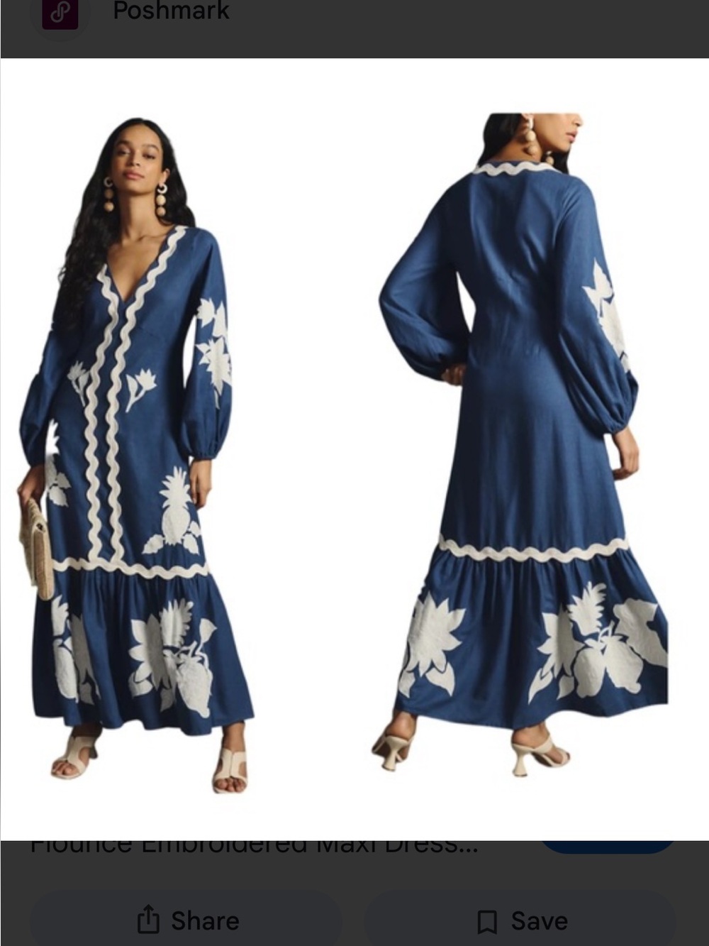 Farm Rio Embroidered long sleeve maxi dress - Picture 6 of 6